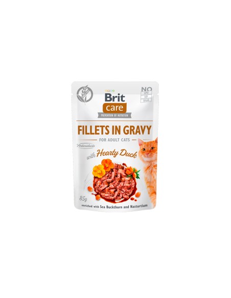 BRIT CARE CAT FILLETS IN GRAVY HEARTY DUCK 85GR