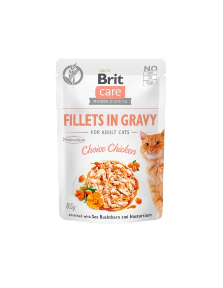 BRIT CARE CAT FILLETS IN GRAVY CHOICE CHICKEN 85GR