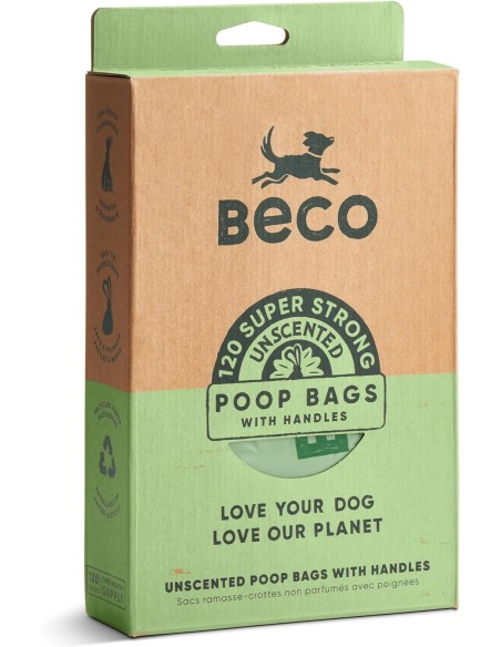 BECO BOLSAS 100% RECICLADO 120 BOLSAS CON ASAS (CAJA DISPENSADORA)