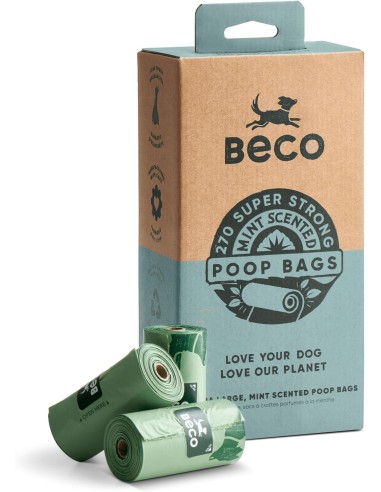 BECO BOLSAS 100% RECICLADO AROMA A MENTA (18 ROLLOS X 15 BOLSAS)