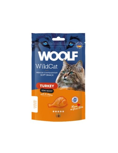 WOOLF WILDCAT SNACK SEMIHUMEDO PAVO 50GR