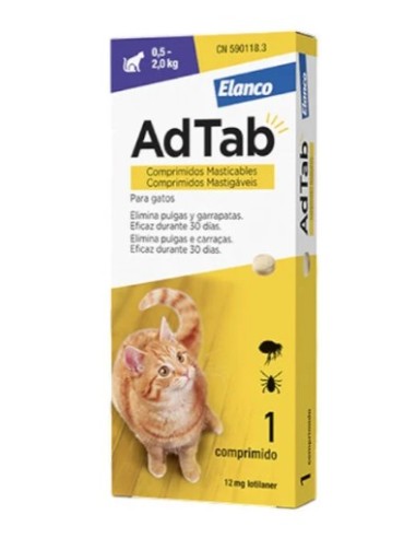 ADTAB 12MG GATOS (0,5-2KG) 1 COMP. MASTIC. MORADO