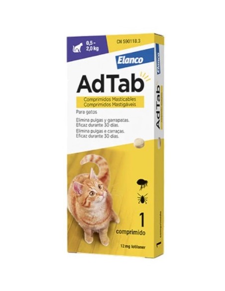 ADTAB 12MG GATOS (0,5-2KG) 1 COMP. MASTIC. MORADO