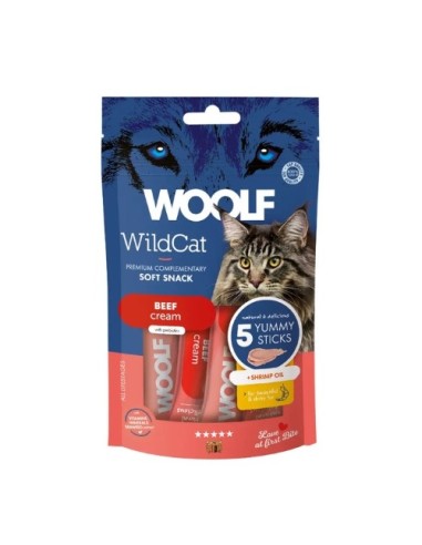WOOLF WILDCAT CREMA TERNERA Y ACEITE DE GAMBAS 70gr (5x14gr) (15UD)
