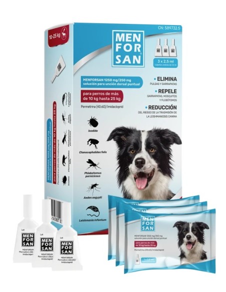 MENFORSAN PIPETAS ANTIPARASITARIAS PERROS 10-25KG 1250MG/250MG (PACK DE 3)