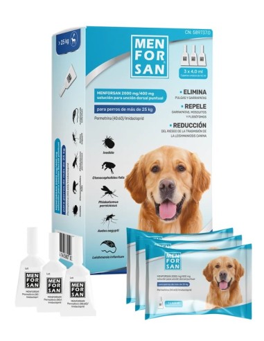 MENFORSAN PIPETAS ANTIPARASITARIAS PERROS >25KG 2000MG/400MG (PACK DE 3)