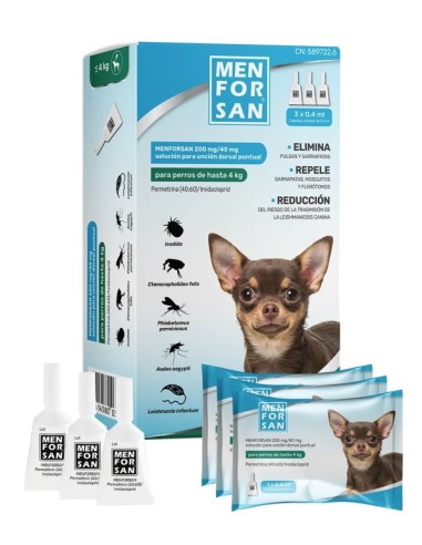 MENFORSAN PIPETAS ANTIPARASITARIAS PERROS <4KG 200MG/40MG (PACK DE 3)