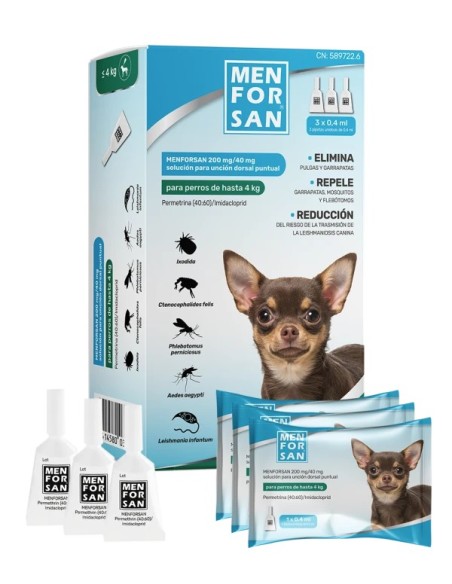 MENFORSAN PIPETAS ANTIPARASITARIAS PERROS <4KG 200MG/40MG (PACK DE 3)
