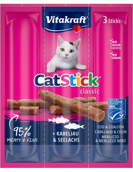 VT CAT STICK® BACALAO Y ATÚN 18 G  (3 UDS.) (CAJA DE 20)