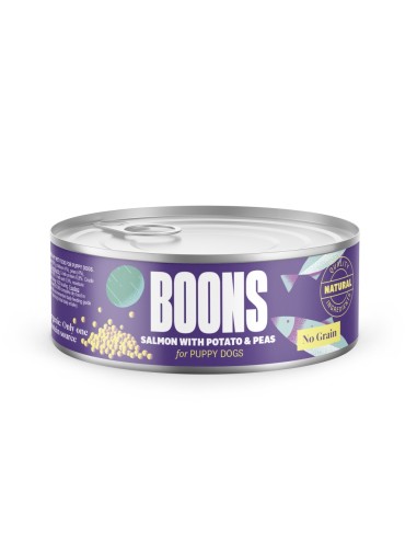 BOONS PATÉ SALMON, PATATAS Y GUISANTES PUPPY 185GR