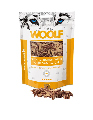 WOOLF SOFT CHICKEN WITH COD SANDWICH 100GR  (10UDS)