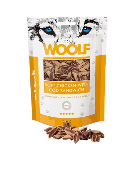 WOOLF SOFT CHICKEN WITH COD SANDWICH 100GR  (10UDS)