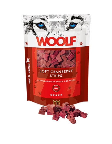 WOOLF SOFT CRANBERRY STRIPS 100GR (10UDS)