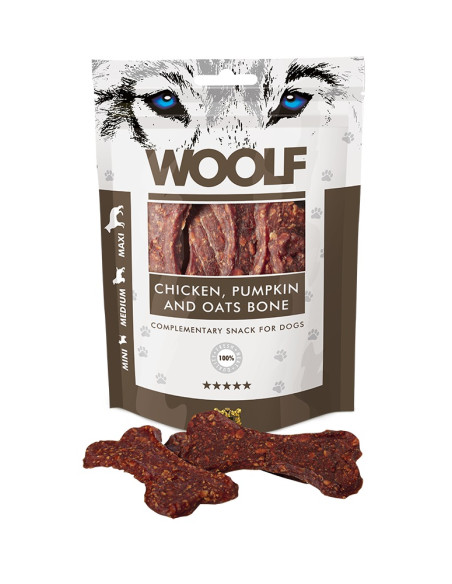 WOOLF LARGE CHICKEN, PUMPKIN AND OATS BONE 100GR (10UDS)