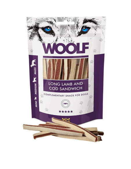 WOOLF SOFT LAMB AND COD SANDWICH LONG 100GR (10UDS)