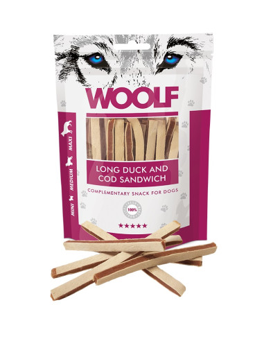 WOOLF SOFT DUCK AND COD SANDWICH LONG 100GR (10UDS)