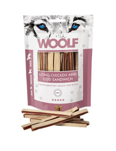 WOOLF SOFT CHICKEN & COD SANDWICH LONG 100GR (10UDS)