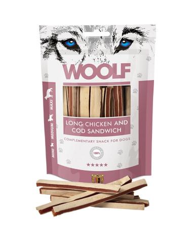 WOOLF SOFT CHICKEN & COD SANDWICH LONG 100GR (10UDS)