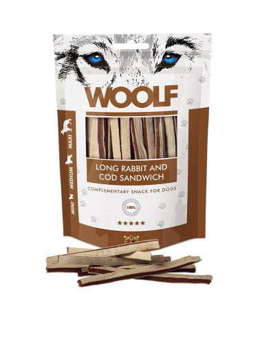 WOOLF LONG RABBIT AND COD SANDWICH 100GR (10UDS)