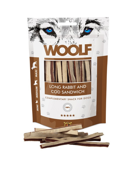 WOOLF LONG RABBIT AND COD SANDWICH 100GR (10UDS)