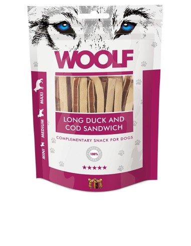 WOOLF SOFT DUCK AND COD SANDWICH  LONG 100GR (10UDS)