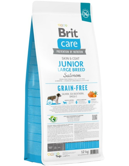 BRIT CARE JUNIOR LARGE GRAIN FREE SALMON 12 KG