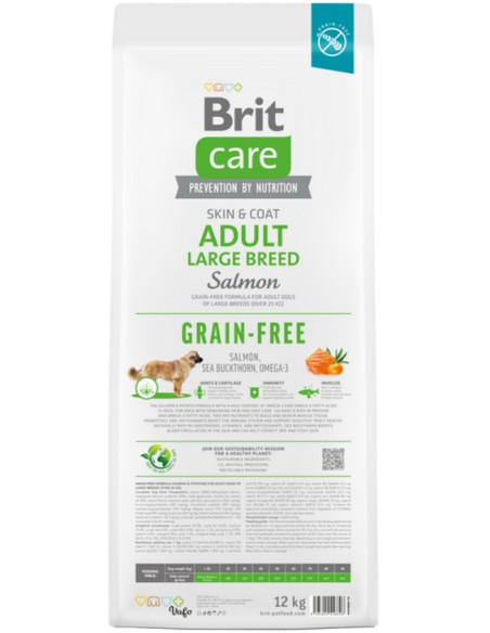 BRIT CARE DOG ADULT LARGE GRAIN FREE SALMON 12KG (VERDE)