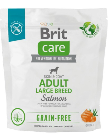 BRIT CARE DOG ADULT LARGE GRAIN FREE SALMON 1 KG (VERDE)