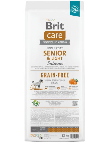 BRIT CARE DOG SENIOR/LIGHT GRAIN FREE SALMON 12KG