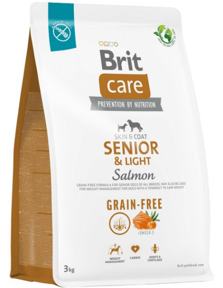 BRIT CARE DOG SENIOR/LIGHT GRAIN FREE SALMON 3 KG