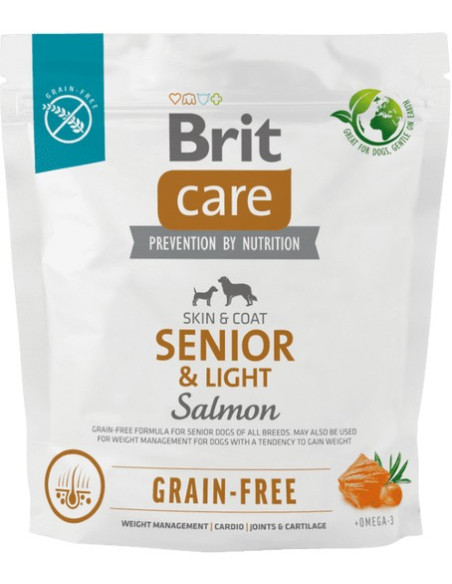 BRIT CARE DOG SENIOR/LIGHT GRAIN FREE SALMON 1 KG