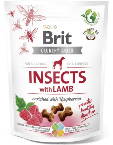 BRIT CARE DOG CRUNCHY CRACKER INSECT LAMB RASPBERRIES 200GR