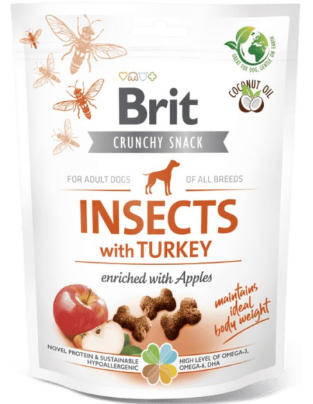 BRIT CARE DOG CRUNCHY CRACKER INSECT TURKEY APPLE 200GR