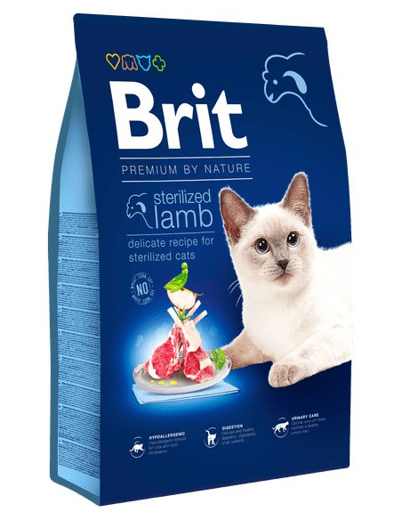 BRIT PREMIUM CAT BY NATURE STERILISED LAMB 8 KG