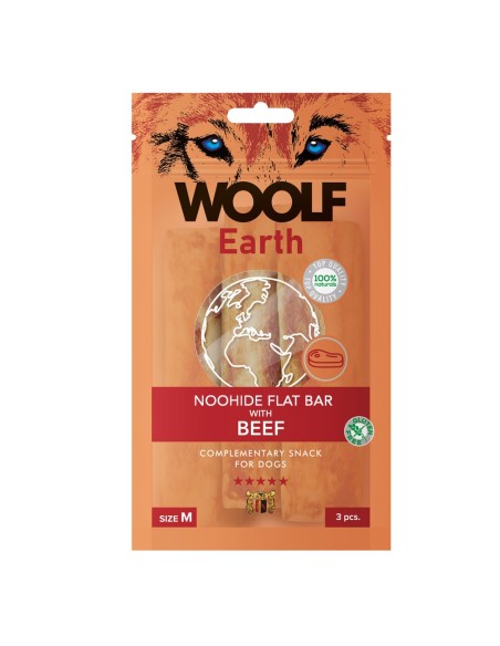 WOOLF EARTH FLAT BAR WITH BEEF M 90GR (10UDS)