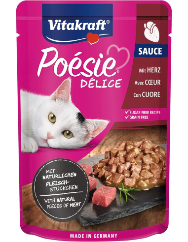 VITAKRAFT BOLSITA POÉSIE® DELICE CON TROZOS DE CORAZÓN NATURALES 85 G (CAJA DE 23)