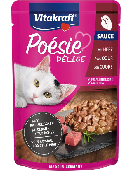 VITAKRAFT BOLSITA POÉSIE® DELICE CON TROZOS DE CORAZÓN NATURALES 85 G (CAJA DE 23)
