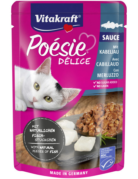 VITAKRAFT BOLSITA POÉSIE® DELICE CON BACALAO DELICATESSEN 85 G (CAJA DE 23)