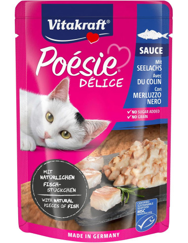VITAKRAFT BOLSITA POÉSIE® DELICE CON EXQUISITO ABADEJO 85 G (CAJA DE 23)