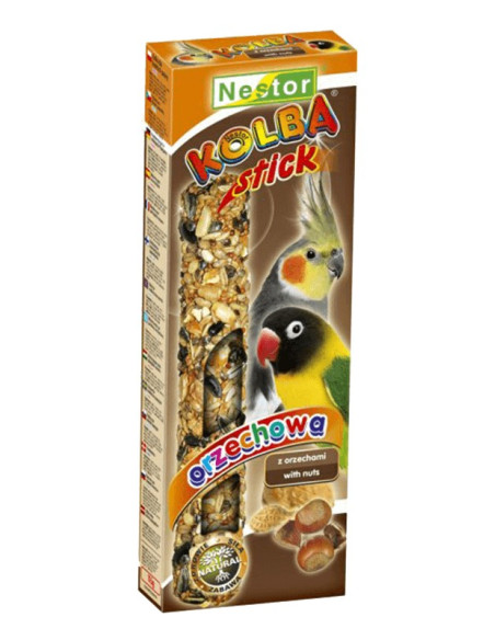 NESTOR STICK CON NUECES AGAPORNIS Y NINFAS 115G (2UNID.)