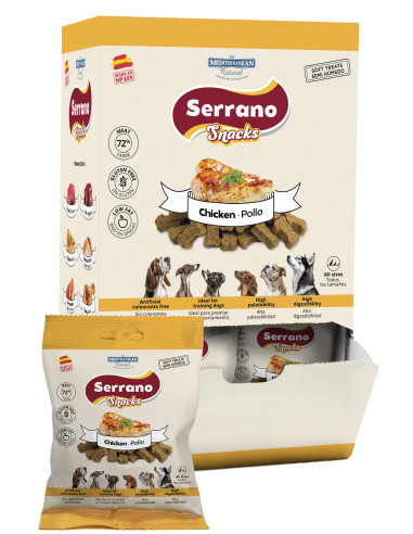 SERRANO SNACKS PARA PERROS POLLO 25X85GR