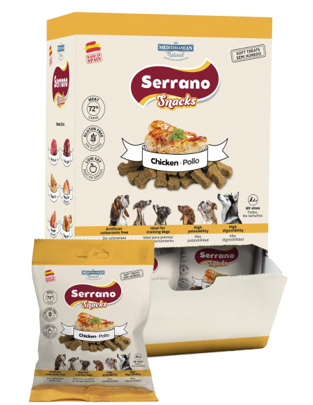 SERRANO SNACKS PARA PERROS POLLO 25X85GR