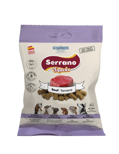 SERRANO SNACKS PARA PERROS TERNERA 25X85GR