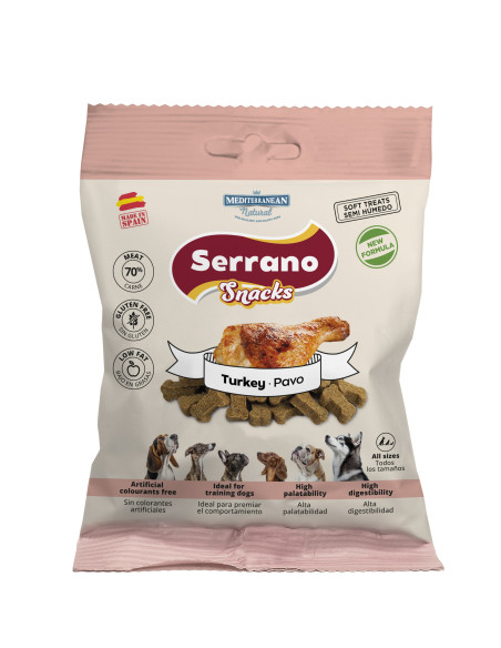 SERRANO SNACKS PARA PERROS PAVO 25X85GR