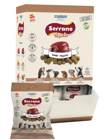 SERRANO SNACKS PARA PERROS HIGADO 25X85GR