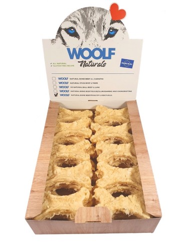 WOOLF NATURALS HUESO TERNERA/AVE/YUCA 24GR 30UDS/CAJA