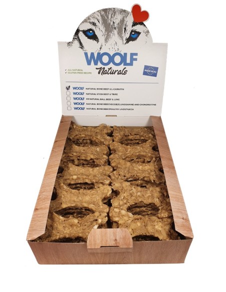 WOOLF NATURALS HUESOS TERNERA Y L-CARNITINA 24GR 30UDS/CAJA