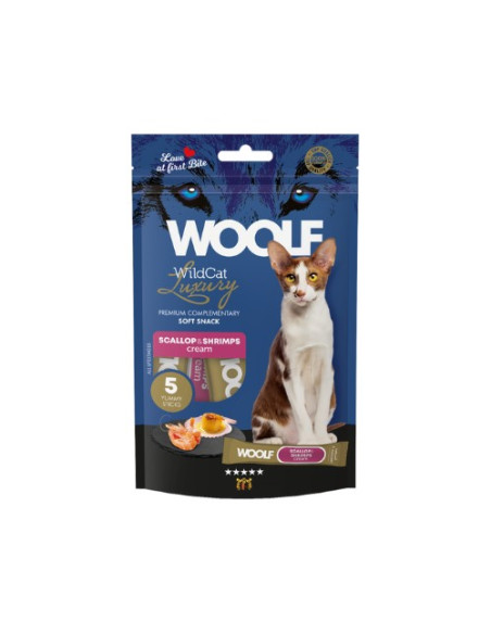 WOOLF WILDCAT LUXURY CREMA VIEIRAS CON GAMBAS 70GR (5X14GR) (15 DISPLAY)