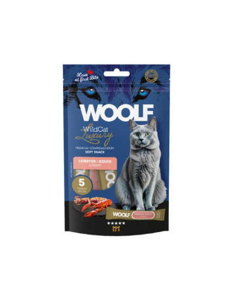 WOOLF WILDCAT LUXURY CREMA LANGOSTA Y CALAMARES 70GR (5X14GR) (15 DISPLAY)