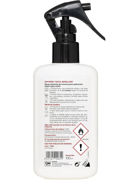 DIPTRON SPRAY TEXTIL REPELENTE 100ML (EXP. 13 UNIDADES)